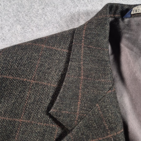 Brooks Brothers Blazer Men's 48L Windowpane Check Herringbone Lambswool Jacket - Picture 2 of 12